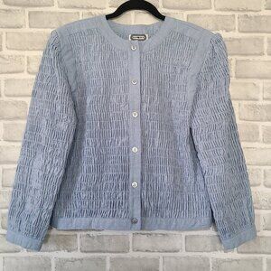 Vintage Hamilton Smocked Cardigan Jacket Baby Blue Sz 10 Cottage Core